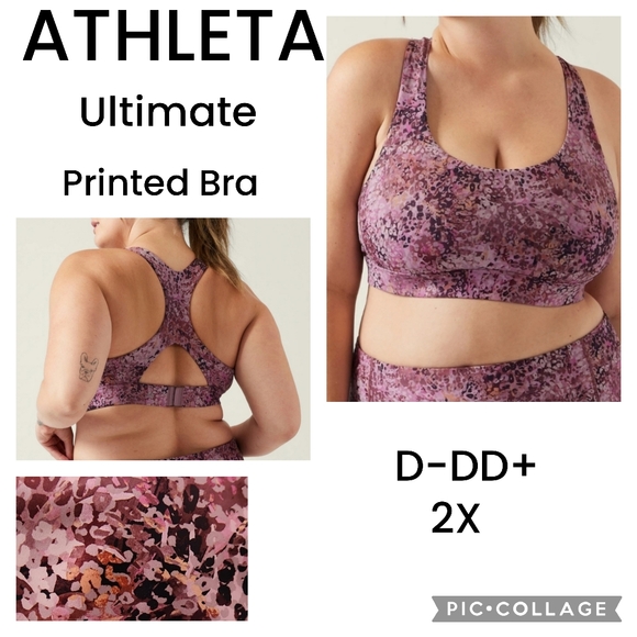 ATHLETA Ultimate Printed Bra  D-DD+ Size 2X Leopard Mauve MSRP $54 FP1000 - Picture 1 of 9